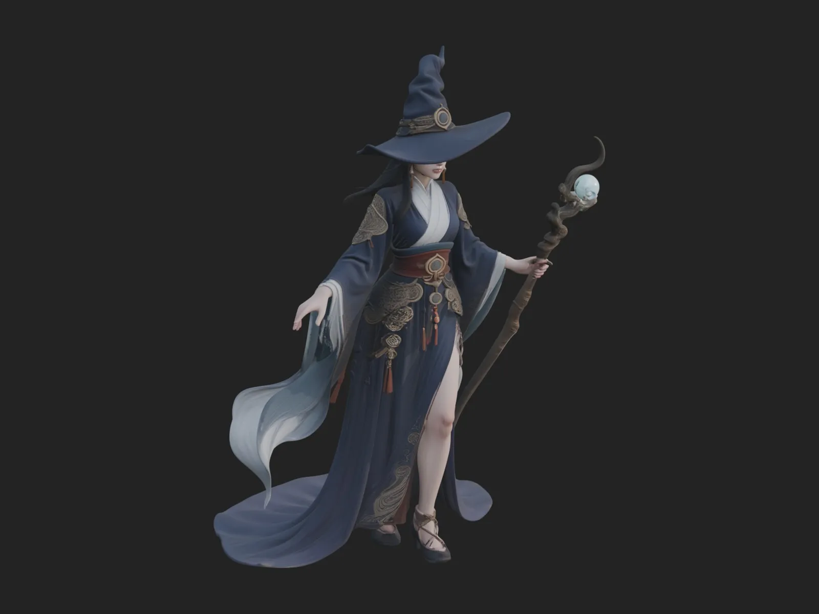 Witch Hat Sorcerer Statue Design 29 - 3D Print Model 3D Print Model .c4d .max .obj .3ds .fbx .stl .blend 