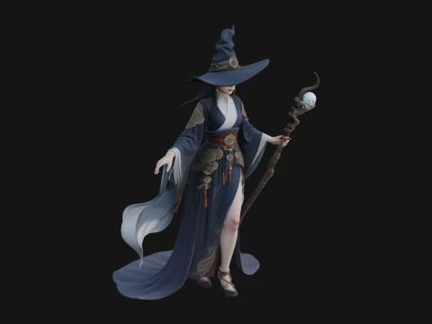 Witch Hat Sorcerer Statue Design 29 - 3D Print Model 3D Print Model