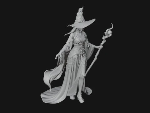Witch Hat Sorcerer Statue Design 29 - 3D Print Model 3D Print Model