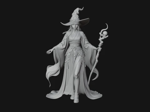 Witch Hat Sorcerer Statue Design 29 - 3D Print Model 3D Print Model