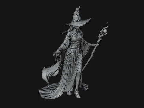Witch Hat Sorcerer Statue Design 29 - 3D Print Model 3D Print Model