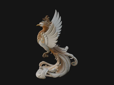 Rising Phoenix Bird Statue Design 3 - 3D Print Model 3D Print Model