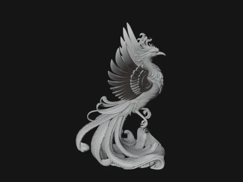 Rising Phoenix Bird Statue Design 3 - 3D Print Model 3D Print Model