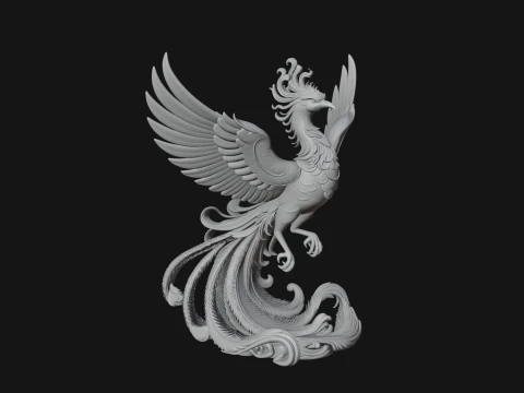 Rising Phoenix Bird Statue Design 3 - 3D Print Model 3D Print Model