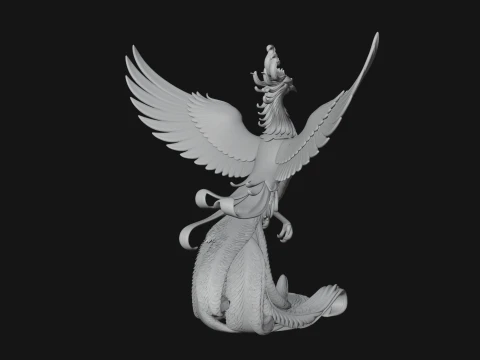 Rising Phoenix Bird Statue Design 3 - 3D Print Model 3D Print Model