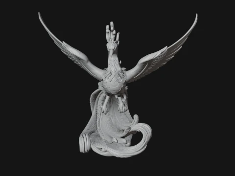Rising Phoenix Bird Statue Design 3 - 3D Print Model 3D Print Model