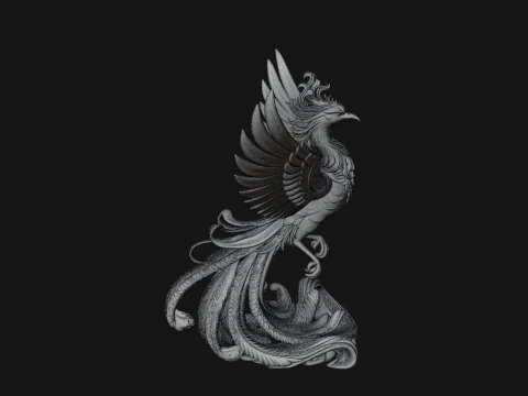 Rising Phoenix Bird Statue Design 3 - 3D Print Model 3D Print Model