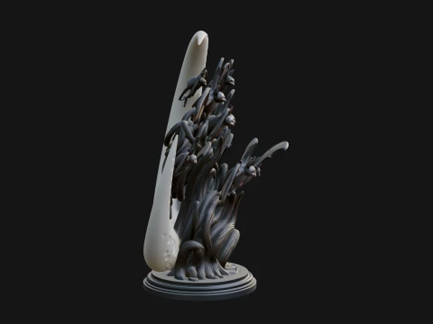 Crescent Moon Bat Tree Statue Design 4 - 3D Print Model 3D Print Model
