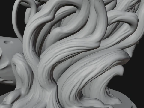Crescent Moon Bat Tree Statue Design 4 - 3D Print Model 3D Print Model