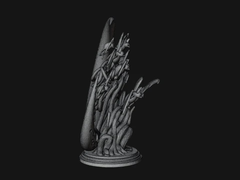 Crescent Moon Bat Tree Statue Design 4 - 3D Print Model 3D Print Model