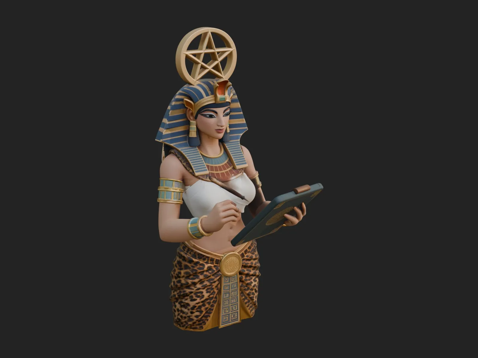 Star Disc Egyptian Goddess Statue Design 6 - 3D Print Model 3D Print Model .c4d .max .obj .3ds .fbx .stl .blend 