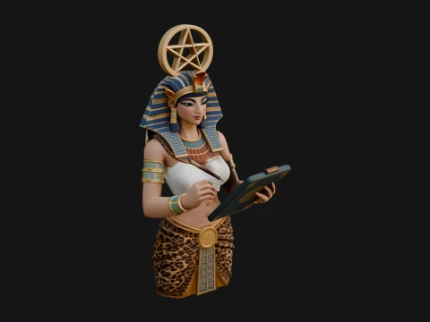 Star Disc Egyptian Goddess Statue Design 6 - 3D Print Model 3D printmodel