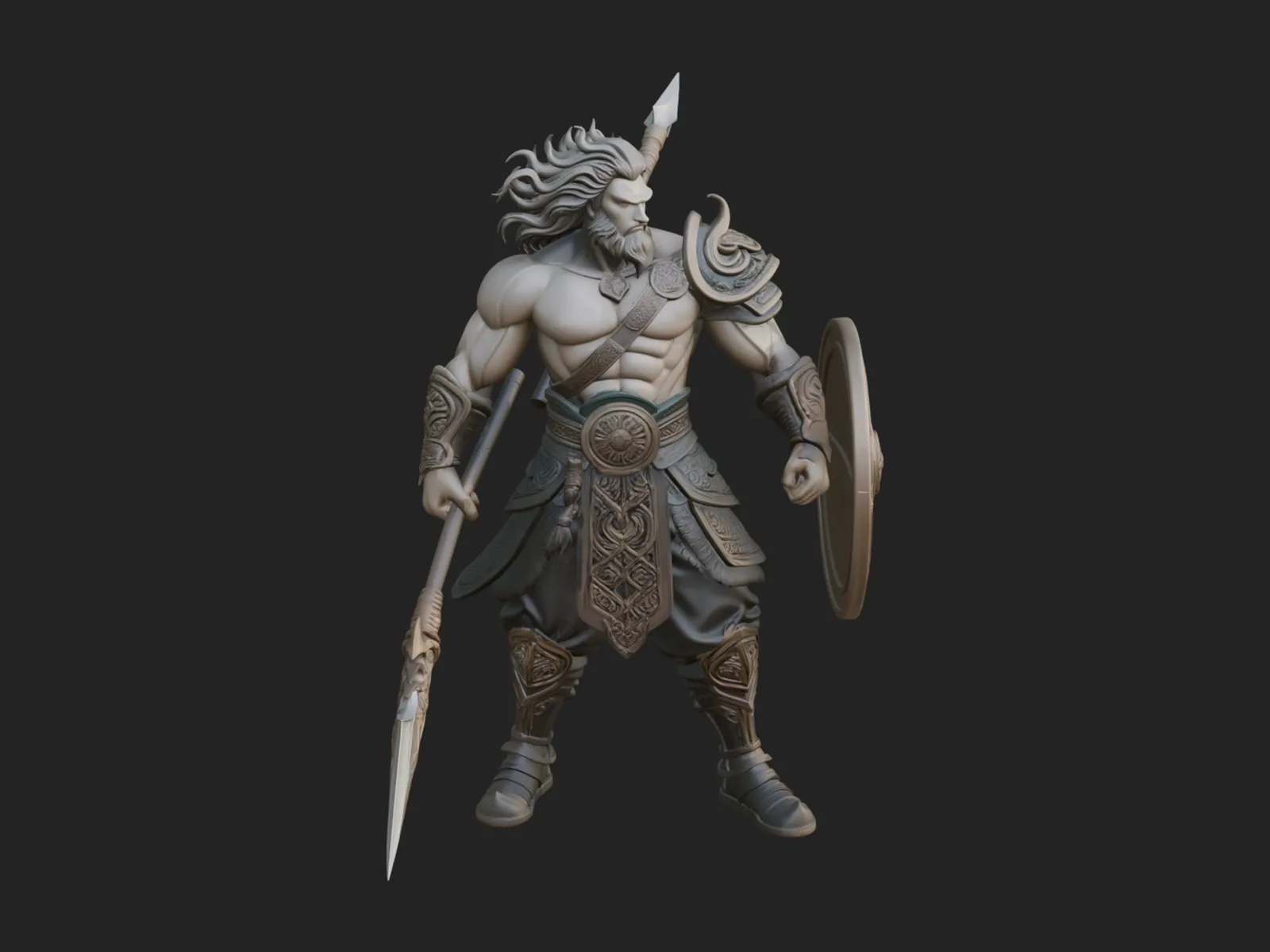 Odin with Spear Statue Design 18 - 3D Print Model 3D Print Model .c4d .max .obj .3ds .fbx .stl .blend 