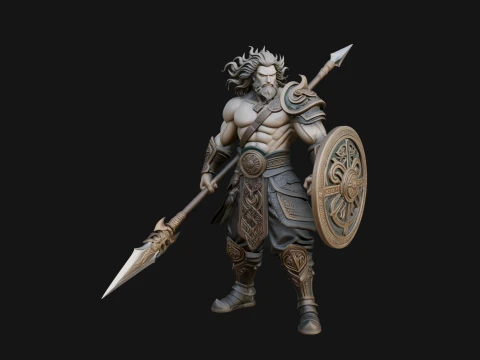 Odin with Spear Statue Design 18 - 3D Print Model 3D Print Model