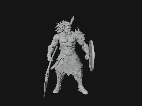 Odin with Spear Statue Design 18 - 3D Print Model 3D Print Model