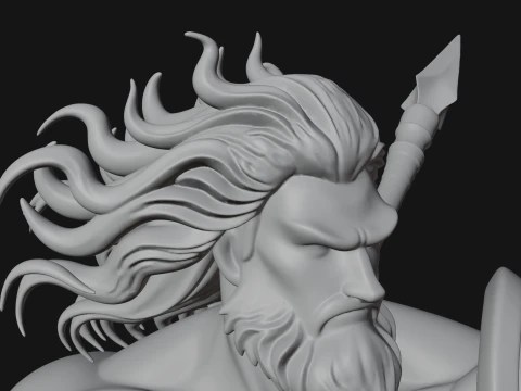 Odin with Spear Statue Design 18 - 3D Print Model 3D Print Model