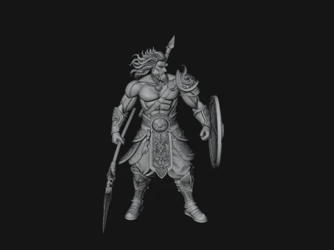 Odin with Spear Statue Design 18 - 3D Print Model 3D Print Model