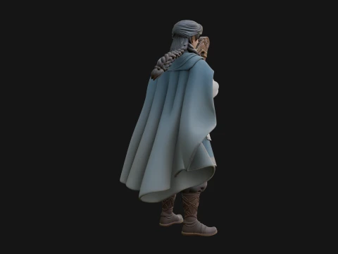 Robed Bard with Harp Statue Design 1 - 3D Print Model 3D Print Model