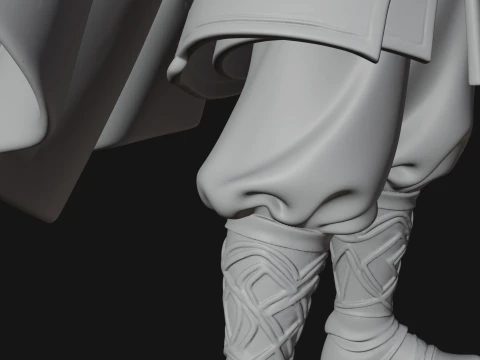 Robed Bard with Harp Statue Design 1 - 3D Print Model 3D Print Model