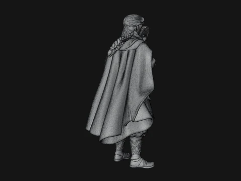 Robed Bard with Harp Statue Design 1 - 3D Print Model 3D Print Model