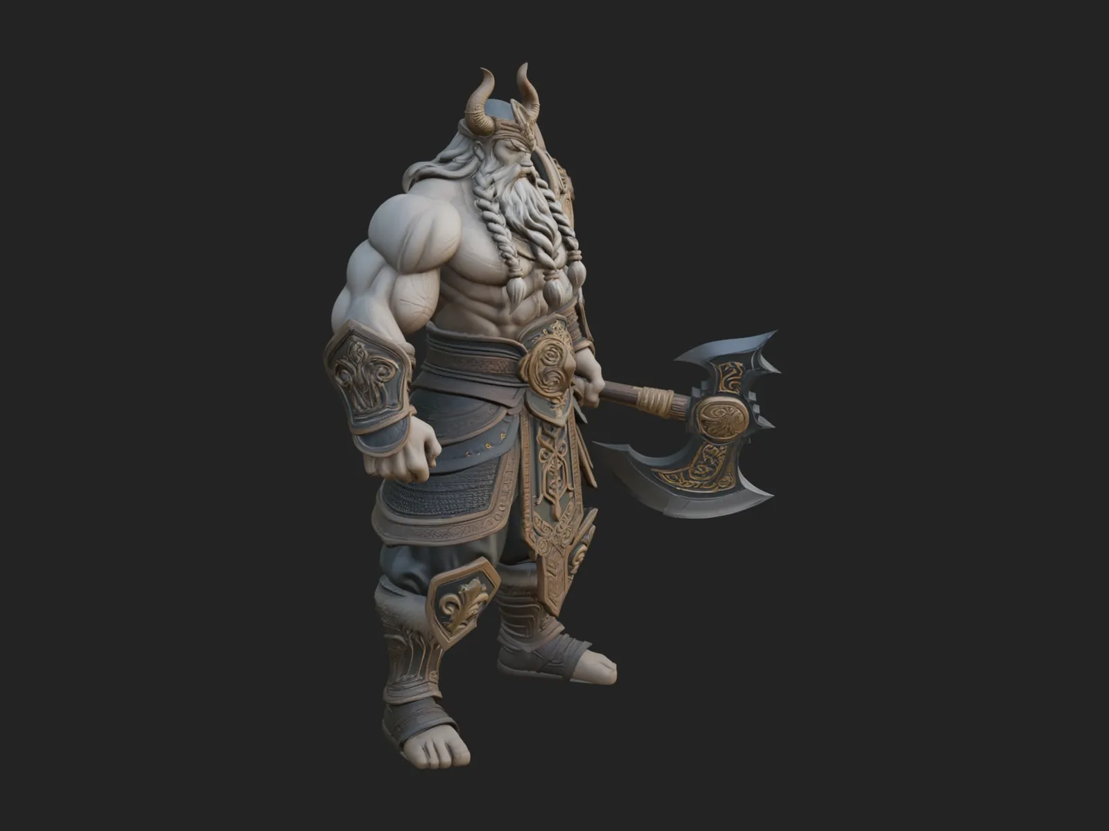 Barbarian with Axe Statue Design 10 - 3D Print Model 3D Print Model .c4d .max .obj .3ds .fbx .stl .blend 
