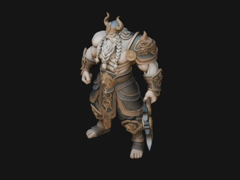 Barbarian with Axe Statue Design 10 - 3D Print Model 3D Print Model