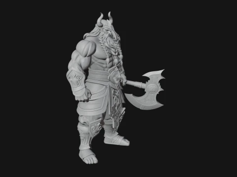 Barbarian with Axe Statue Design 10 - 3D Print Model 3D Print Model