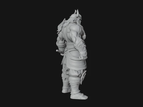 Barbarian with Axe Statue Design 10 - 3D Print Model 3D Print Model