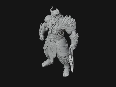 Barbarian with Axe Statue Design 10 - 3D Print Model 3D Print Model