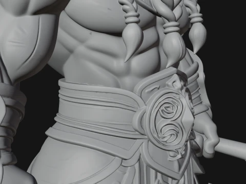 Barbarian with Axe Statue Design 10 - 3D Print Model 3D Print Model