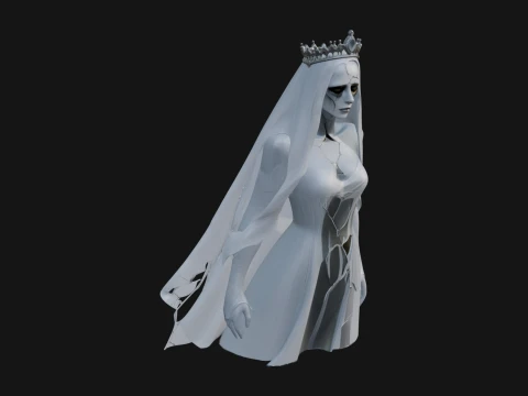 Veiled Ghost Bride Statue Design 3 - 3D Print Model 3D Print Model