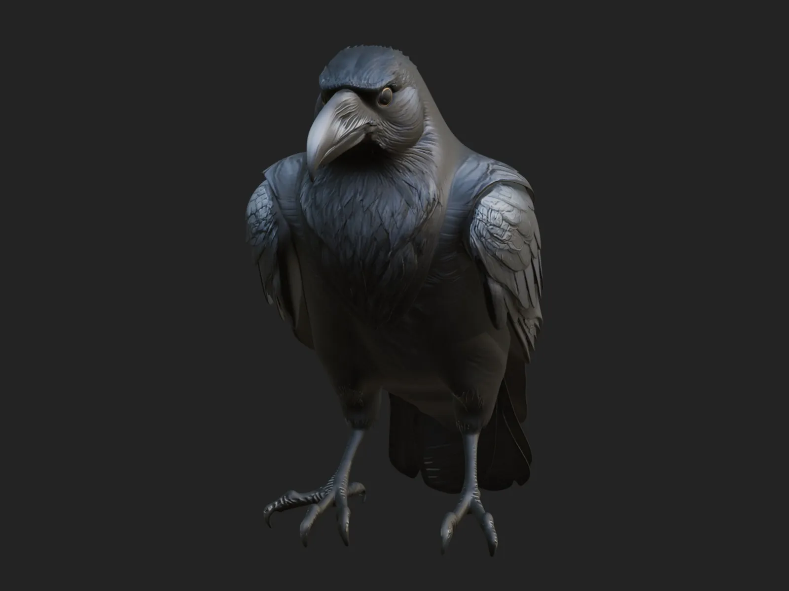 Perched Raven Bird Statue Design 1 - 3D Print Model 3D Print Model .c4d .max .obj .3ds .fbx .stl .blend 