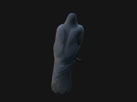 Perched Raven Bird Statue Design 1 - 3D Print Model 3D Print Model