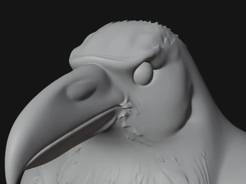 Perched Raven Bird Statue Design 1 - 3D Print Model 3D Print Model