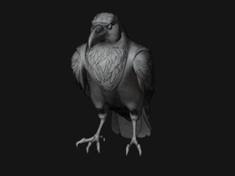 Perched Raven Bird Statue Design 1 - 3D Print Model 3D Print Model