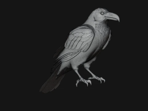 Perched Raven Bird Statue Design 1 - 3D Print Model 3D Print Model