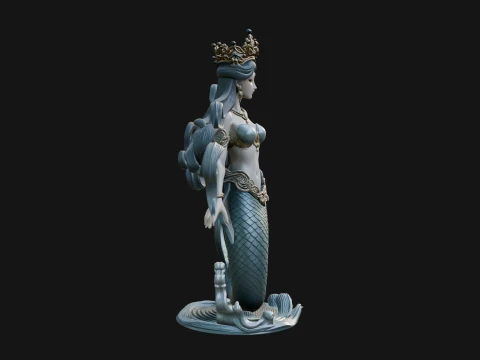 Crowned Mermaid Statue Design 4 - 3D Print Model 3D Print Model