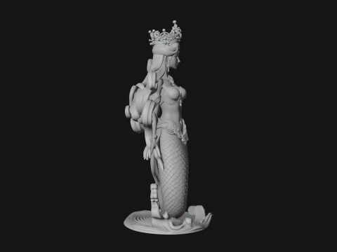Crowned Mermaid Statue Design 4 - 3D Print Model 3D Print Model