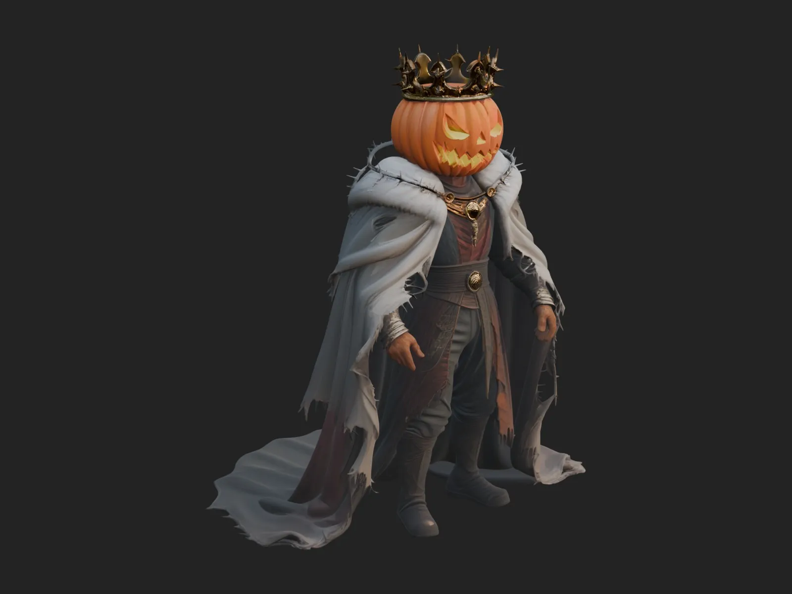 Enthroned Pumpkin Lord Statue Design 5 - 3D Print Model 3D Print Model .c4d .max .obj .3ds .fbx .stl .blend 
