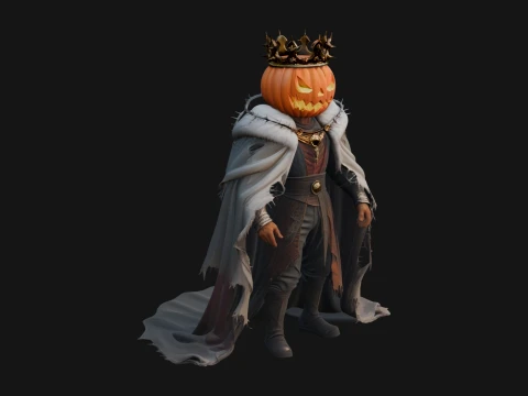 Enthroned Pumpkin Lord Statue Design 5 - 3D Print Model 3D Принт Модель