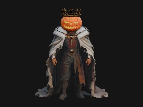 Enthroned Pumpkin Lord Statue Design 5 - 3D Print Model 3D Print Model