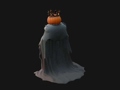Enthroned Pumpkin Lord Statue Design 5 - 3D Print Model 3D Print Model
