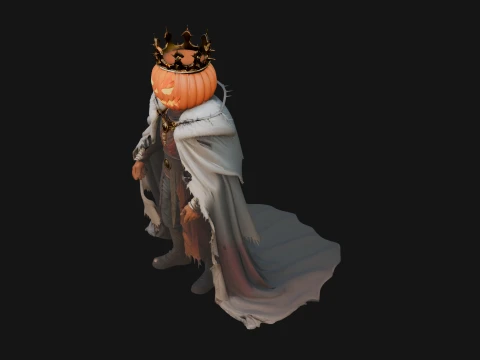 Enthroned Pumpkin Lord Statue Design 5 - 3D Print Model 3D Print Model