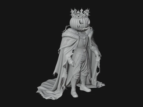 Enthroned Pumpkin Lord Statue Design 5 - 3D Print Model 3D Print Model