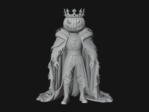 Enthroned Pumpkin Lord Statue Design 5 - 3D Print Model 3D Print Model