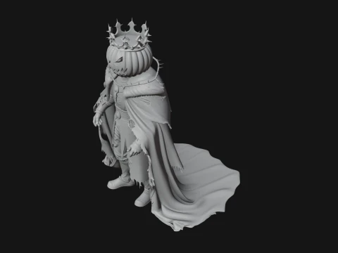 Enthroned Pumpkin Lord Statue Design 5 - 3D Print Model 3D Print Model