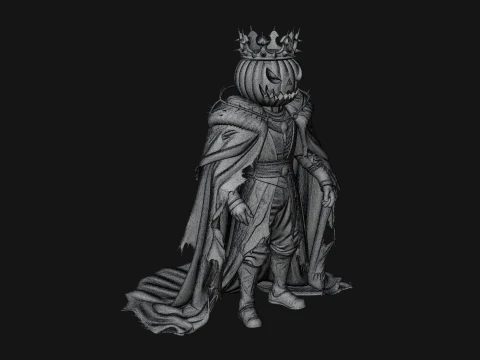 Enthroned Pumpkin Lord Statue Design 5 - 3D Print Model 3D Print Model