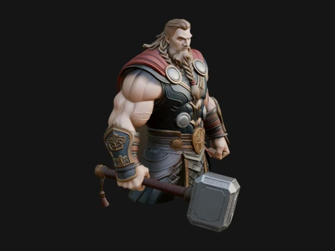 Hammer Thunder God Statue Design 7 - 3D Print Model 3D Print Model
