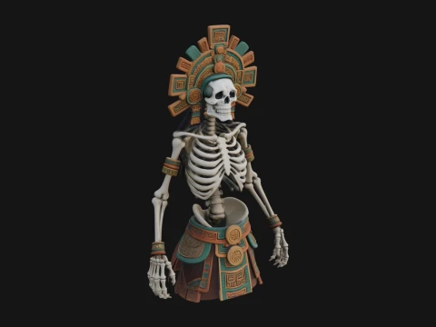 Aztec Skeleton Figure Statue Design 3 - 3D Print Model 3D Print Model