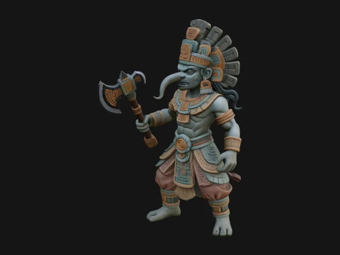Aztec Feathered Noble Statue Design 21 - 3D Print Model 3D Print Model